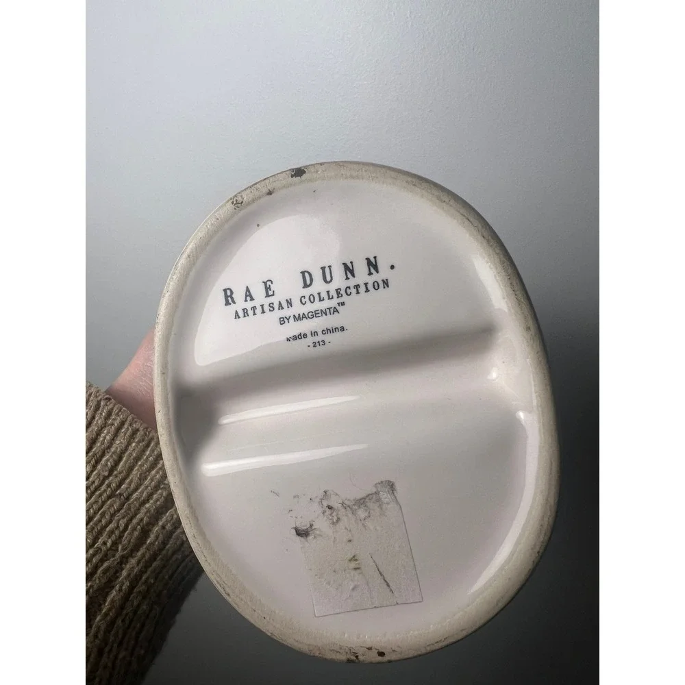 Rae Dunn Utensil Holder White Dreaming Ceramic Divided Organizer Collector Decor